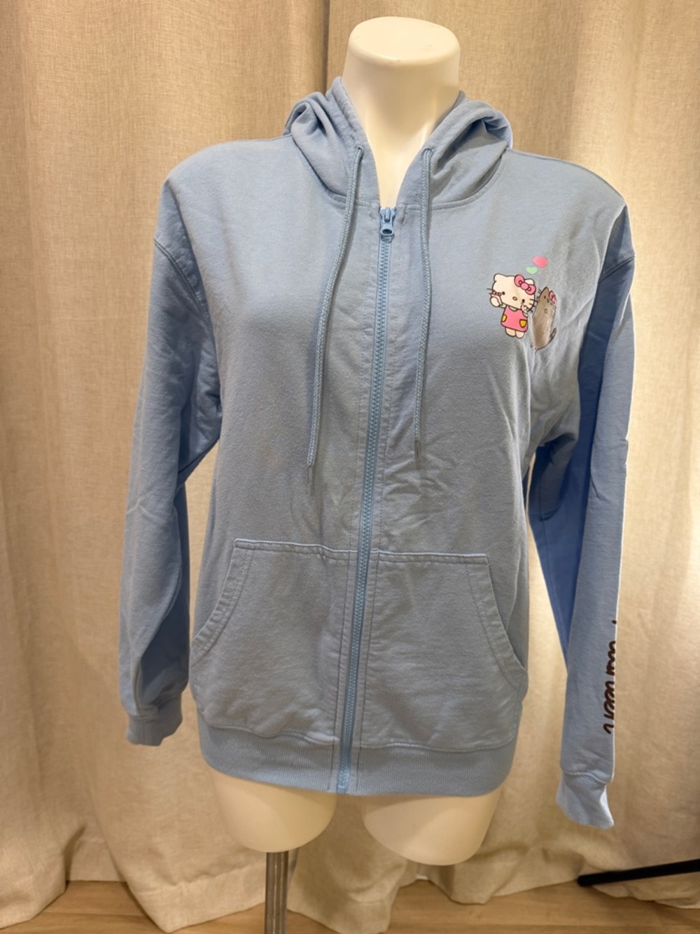 Hello Kitty Light Blue Pusheen Graphic Hoodie
